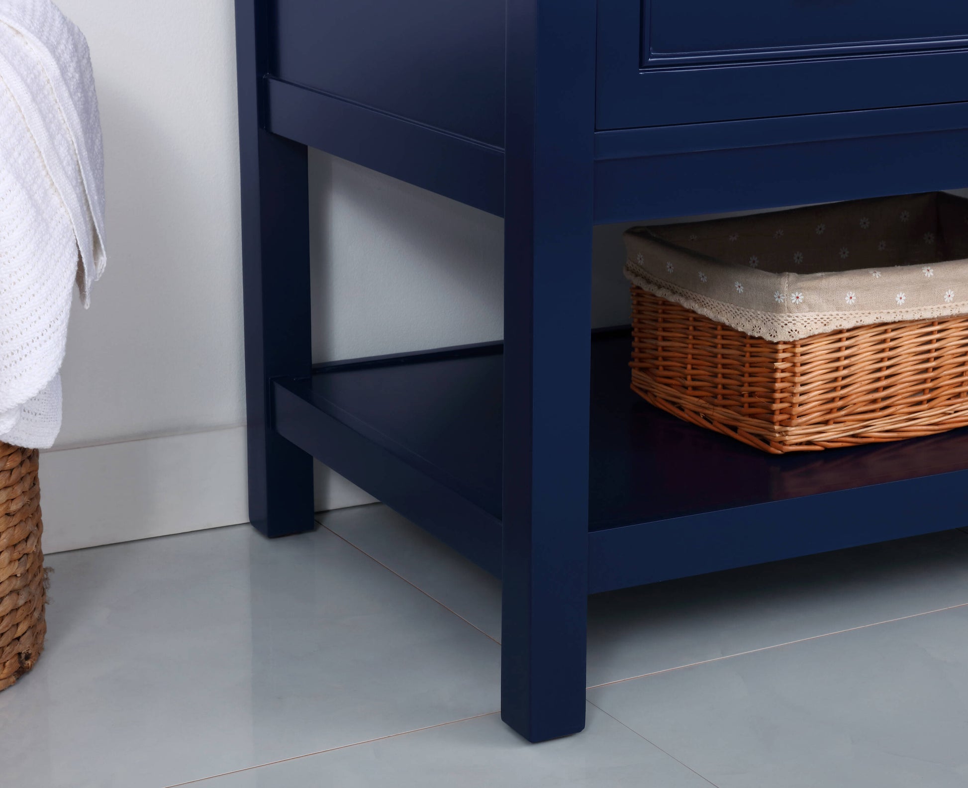 Ever Living Karly 36-Inch Single Sink Vanity in Blue with a Italian Carrara White Marble Countertop, VF27036BL
