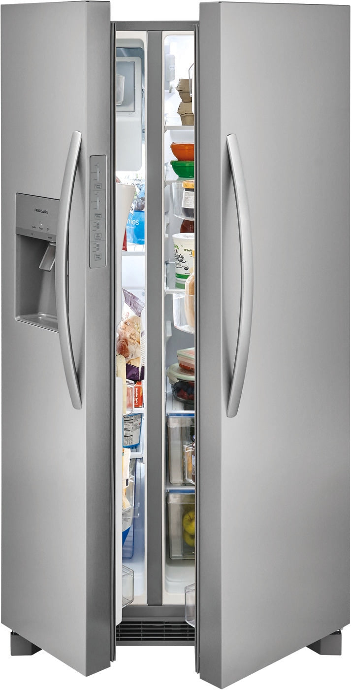 Frigidaire 25.6-cu ft Standard-Depth 36-in Wide Side-by-Side Refrigerator with Ice Maker ,Water and Ice Dispenser ( Fingerprint Resistant Stainless Steel ) ENERGY STAR Certified