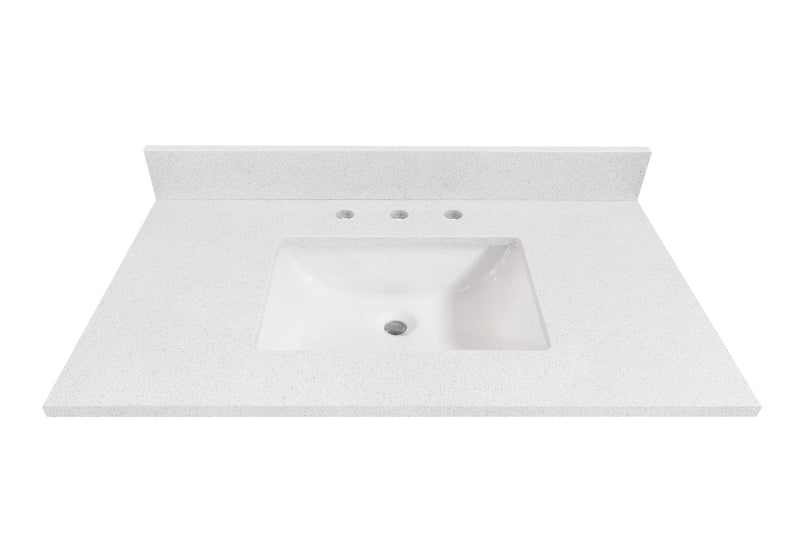 Alpine Reserve Meridian 37-in White Engineered Marble Undermount Single Sink Widespread Faucet Mount Bathroom Vanity Top