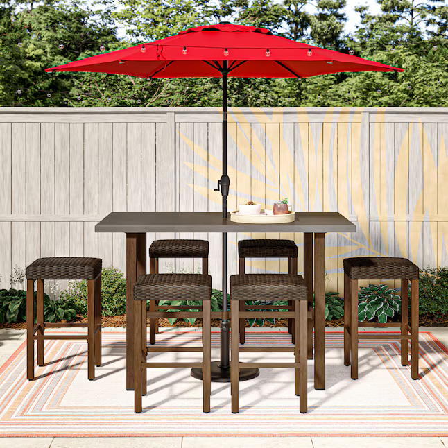 Style Selections 7.5-Feet Steel Red Push-Button Tilt Market Patio Umbrella, UCS181A-RD  #4097301 *JR2509, Retail: $59.00, FINAL PRICE: $37.99 + TAX