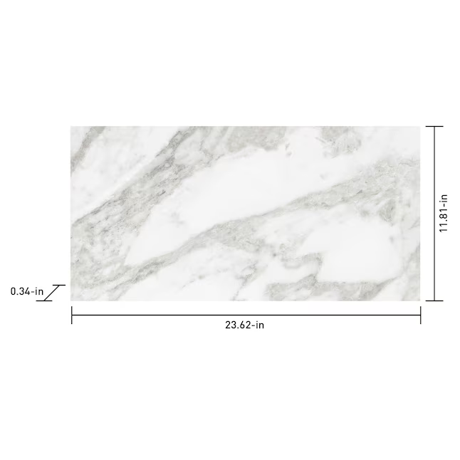Satori Bianco Palazzo 12-in x 24-in Polished Porcelain Floor and Wall Tile, 8.7 mm, 8 pcs, 61.60 lbs, 15.5 sf, 1001-0370-0  #5081738 *JR2510, Retail: $1.99/sf, $30.85/box, FINAL PRICE: $1.29/sf, $20.00/bx + TAX