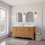 Summit Lane Bates 60-in Light Oak Double Sink Bathroom Vanity with White Lightly Veined Quartz Top, SL60BTV, [FB229], MSRP: $2,599.00, Final Price: $899.99 + Tax ** ASSEMBLY REQUIRED **
