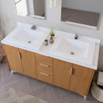 Summit Lane Bates 60-in Light Oak Double Sink Bathroom Vanity with White Lightly Veined Quartz Top, SL60BTV, [FB229], MSRP: $2,599.00, Final Price: $899.99 + Tax ** ASSEMBLY REQUIRED **