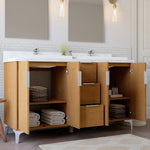 Summit Lane Bates 60-in Light Oak Double Sink Bathroom Vanity with White Lightly Veined Quartz Top, SL60BTV, [FB229], MSRP: $2,599.00, Final Price: $899.99 + Tax ** ASSEMBLY REQUIRED **