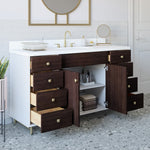 Summit Lane Larue 60-in Bright White/Cherry Undermount Single Sink Bathroom Vanity with White Quartz Top, SL60LRV, [FB248], MSRP: $2,599.00, Final Price: $899.99 + Tax
