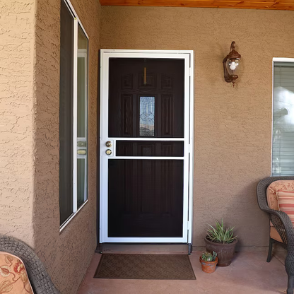 Gatehouse Pasadena 32-in x 81-in White Steel Surface Mount Security Door with Black Screen, 91904031 *JR24-7