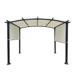 Style Selections 8-ft W x 10-ft L x 7-ft 8-in H Black frame, creamy white canopy Metal Freestanding Pergola with Canopy