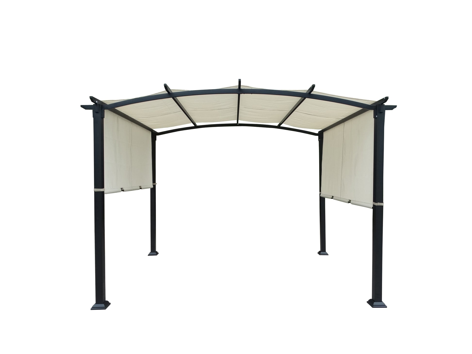 Style Selections 8-ft W x 10-ft L x 7-ft 8-in H Black frame, creamy white canopy Metal Freestanding Pergola with Canopy [FBM-244]