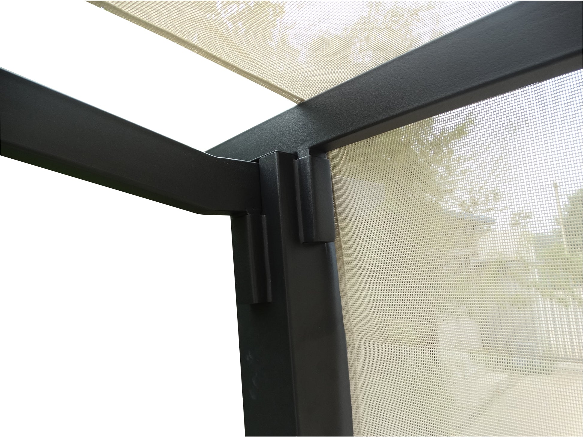 Style Selections 8-ft W x 10-ft L x 7-ft 8-in H Black frame, creamy white canopy Metal Freestanding Pergola with Canopy [FBM-244]