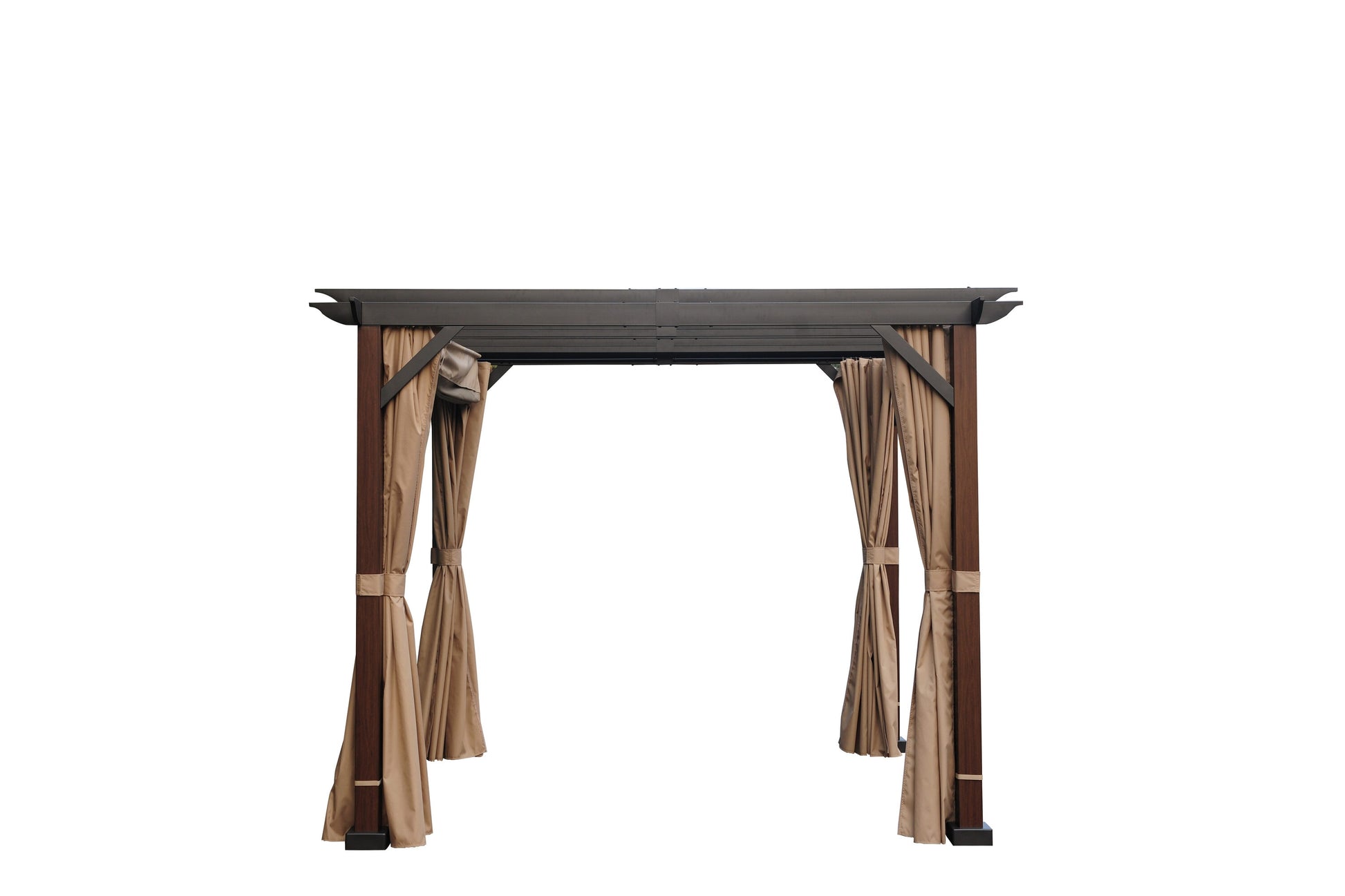 Alpine Reserve 10-ft W x 10-ft L x 7-ft 8-in H Wood grain posts,brown roof frame,light beige canopy,dark [FBM-300]