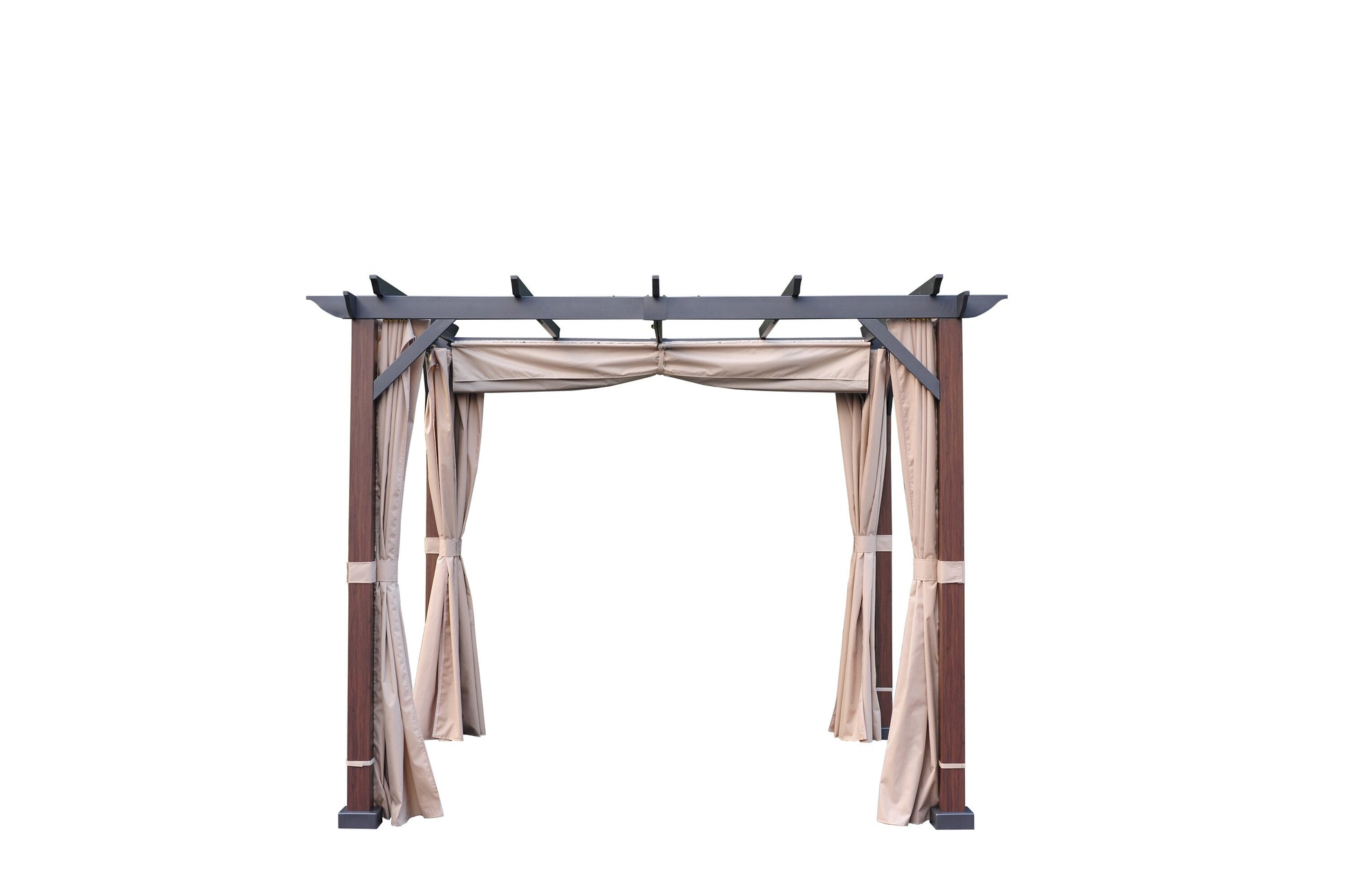 Alpine Reserve 10-ft W x 10-ft L x 7-ft 8-in H Wood grain posts,brown roof frame,light beige canopy,dark [FBM-300]