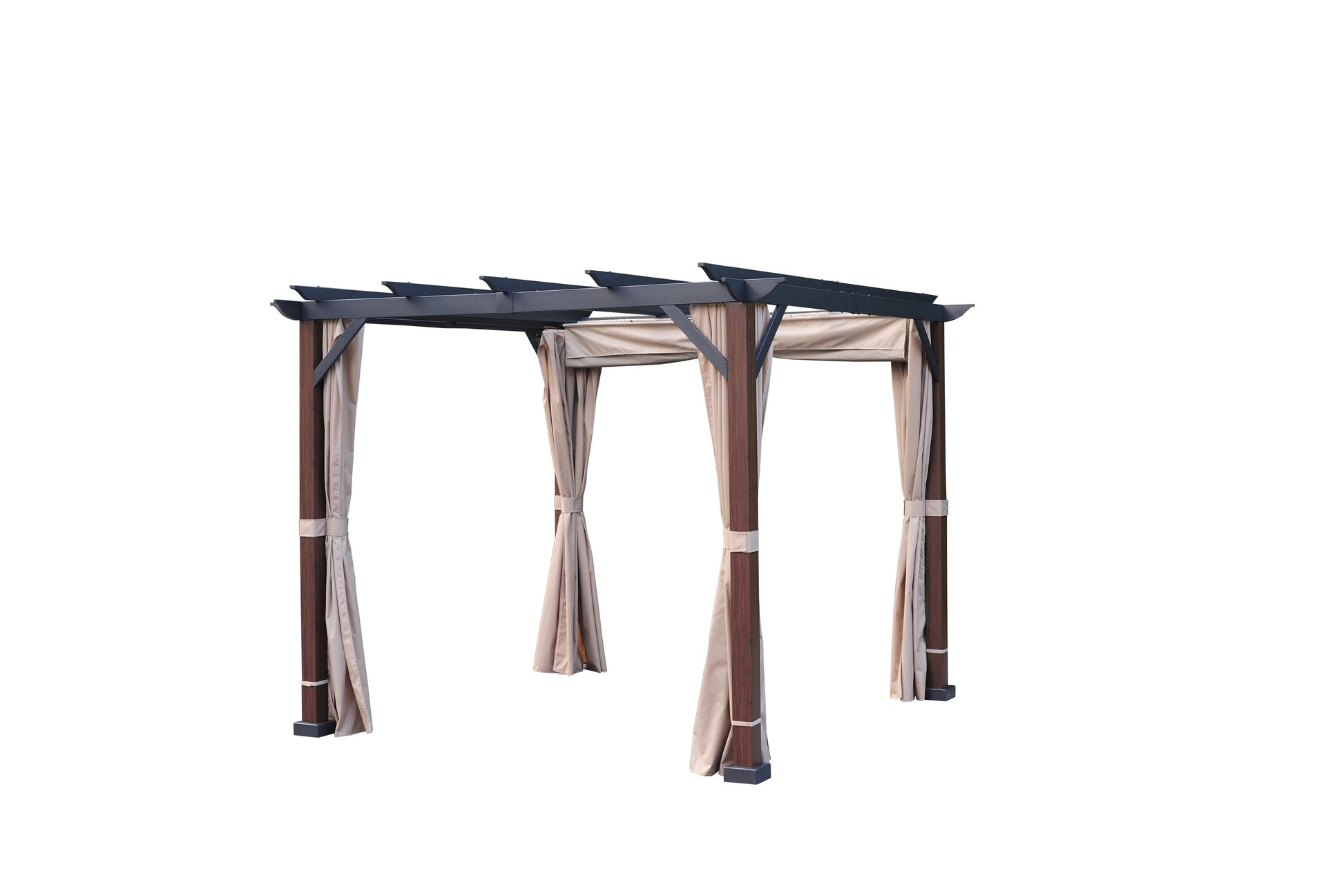 Alpine Reserve 10-ft W x 10-ft L x 7-ft 8-in H Wood grain posts,brown roof frame,light beige canopy,dark [FBM-300]