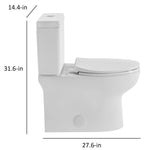 ELLAI White Elongated Chair height 12-in Rough-In 1.6 GPF Dual Flush 2-piece Toilet