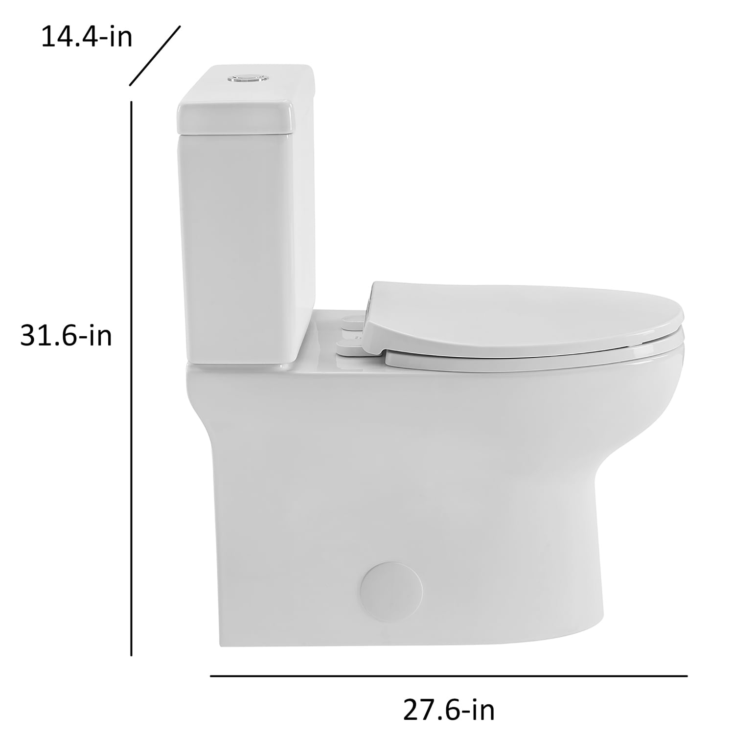ELLAI White Elongated Chair height 12-in Rough-In 1.6 GPF Dual Flush 2-piece Toilet