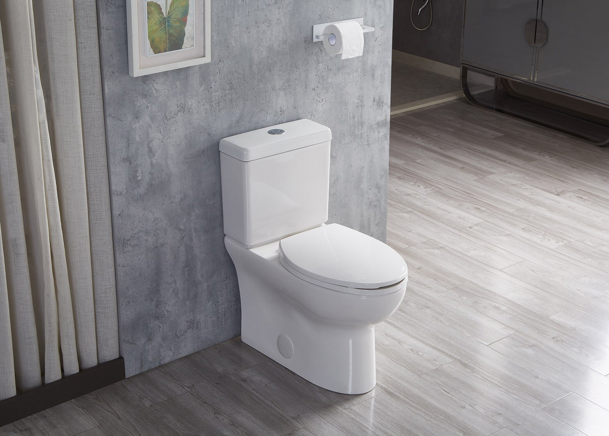 ELLAI White Elongated Chair height 12-in Rough-In 1.6 GPF Dual Flush 2-piece Toilet