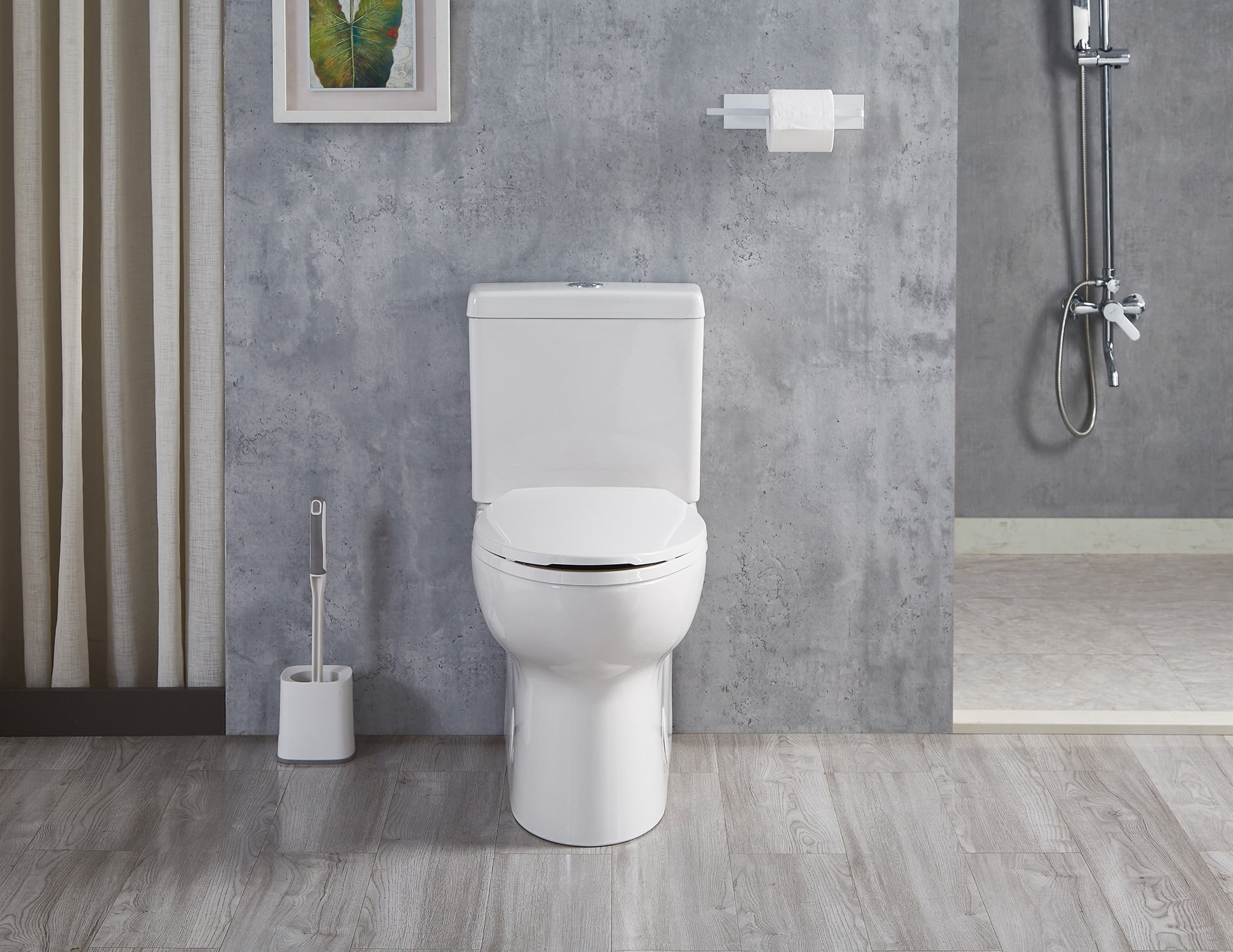 ELLAI White Elongated Chair height 12-in Rough-In 1.6 GPF Dual Flush 2-piece Toilet