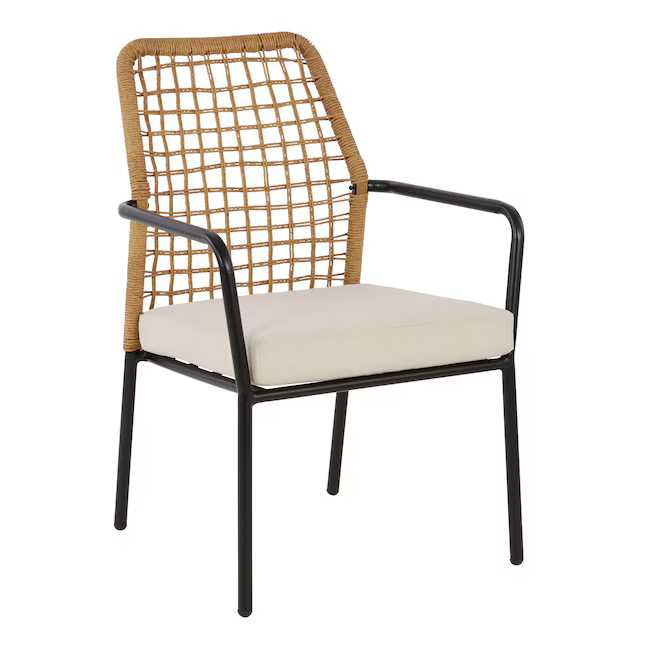 Origin 21 Clairmont Set of 4 Wicker Black Steel Frame Stationary Dining Chair with Cream Cushioned Seat, LG-22028-DC 5106704 *HD2509, Retail: $386.00, FINAL PRICE: $249.99 + TAX