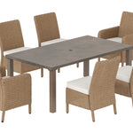 allen + roth Emerald Cove Set of 4 Wicker Brown Steel Frame Stationary Dining Chair with Cream Cushioned Seat