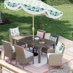 allen + roth Emerald Cove Set of 4 Wicker Brown Steel Frame Stationary Dining Chair with Cream Cushioned Seat