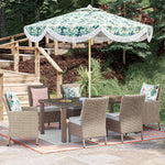 allen + roth Emerald Cove Set of 4 Wicker Brown Steel Frame Stationary Dining Chair with Cream Cushioned Seat