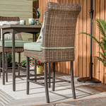 Alpine Reserve Isla Park 3-Piece Brown Wicker Counter Height Steel Square Table with 2 Green Cushions Stationary Chairs, FTS81390DH *HD2509, Retail: $498.00, FINAL PRICE: $299.99 + TAX