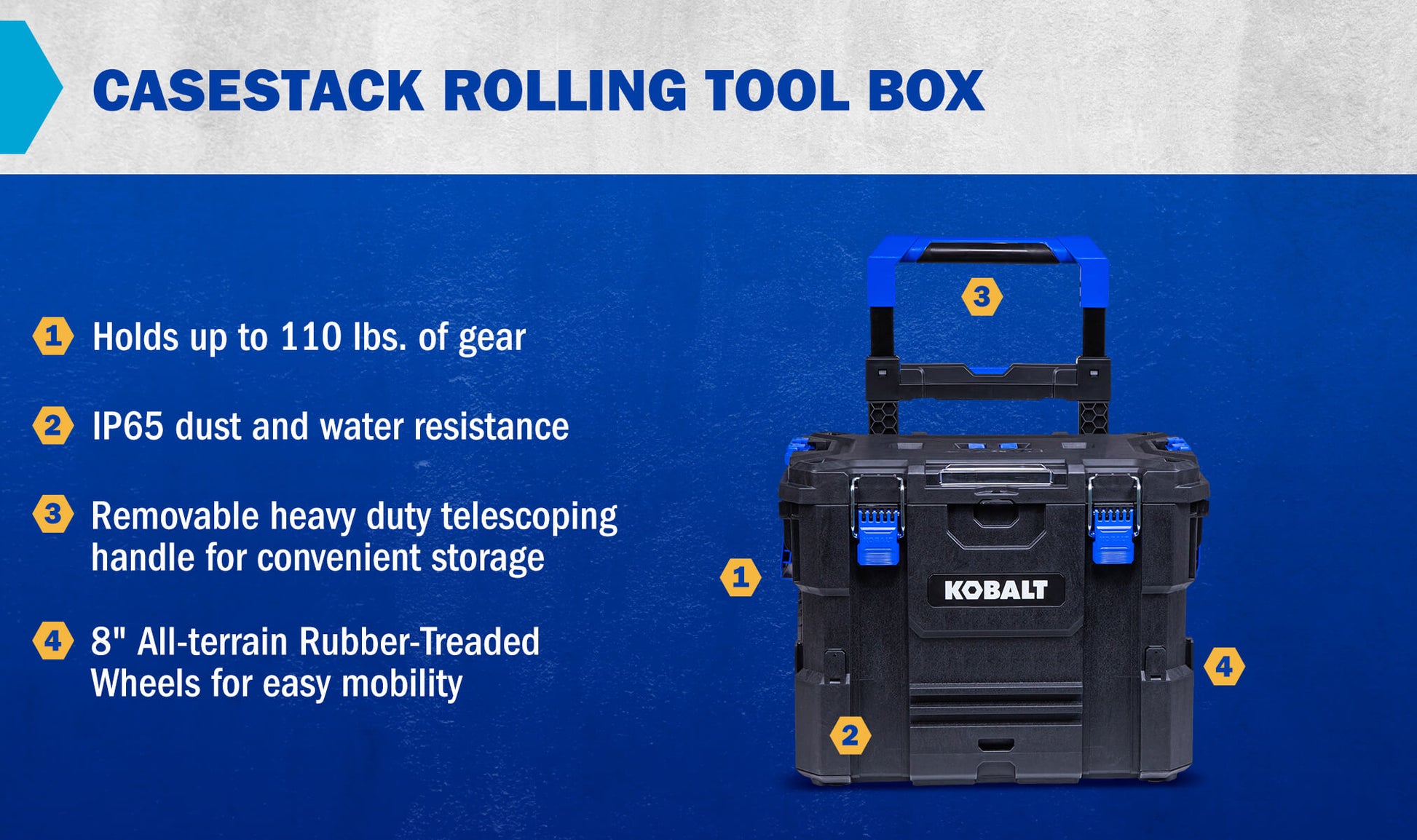 Kobalt CASESTACK 21.5-in W x 26.7-in H x 17.2-in D Black Plastic Rolling Tool Box [FBM-100]
