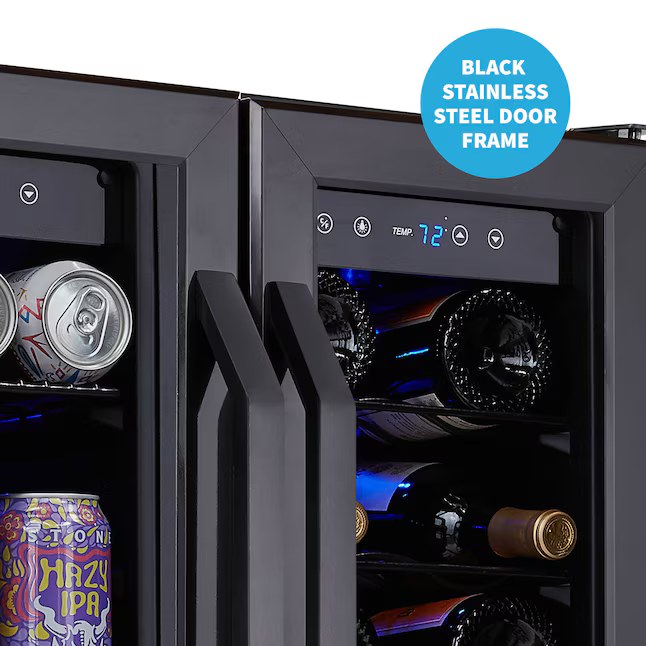NewAir 23.43-in W 18-Bottles Black Stainless Steel Dual Zone Cooling Built-in/Freestanding Indoor Wine Cooler, NWB076BS00 *JR2508, Retail: $1,109.99, FINAL PRICE: $629.99 + TAX