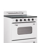 UNIQUE Classic Retro by Unique Classic Retro 30-in Glass Top 5 burners 3.9-cu ft Convection Oven Freestanding Electric Range with WipeClean Coating ( Marshmallow White )