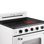 UNIQUE Classic Retro by Unique Classic Retro 30-in Glass Top 5 burners 3.9-cu ft Convection Oven Freestanding Electric Range with WipeClean Coating ( Marshmallow White )