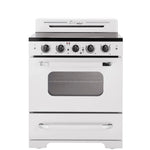 UNIQUE Classic Retro by Unique Classic Retro 30-in Glass Top 5 burners 3.9-cu ft Convection Oven Freestanding Electric Range with WipeClean Coating ( Marshmallow White )
