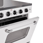 UNIQUE Classic Retro by Unique Classic Retro 30-in Glass Top 5 burners 3.9-cu ft Convection Oven Freestanding Electric Range with WipeClean Coating ( Marshmallow White )