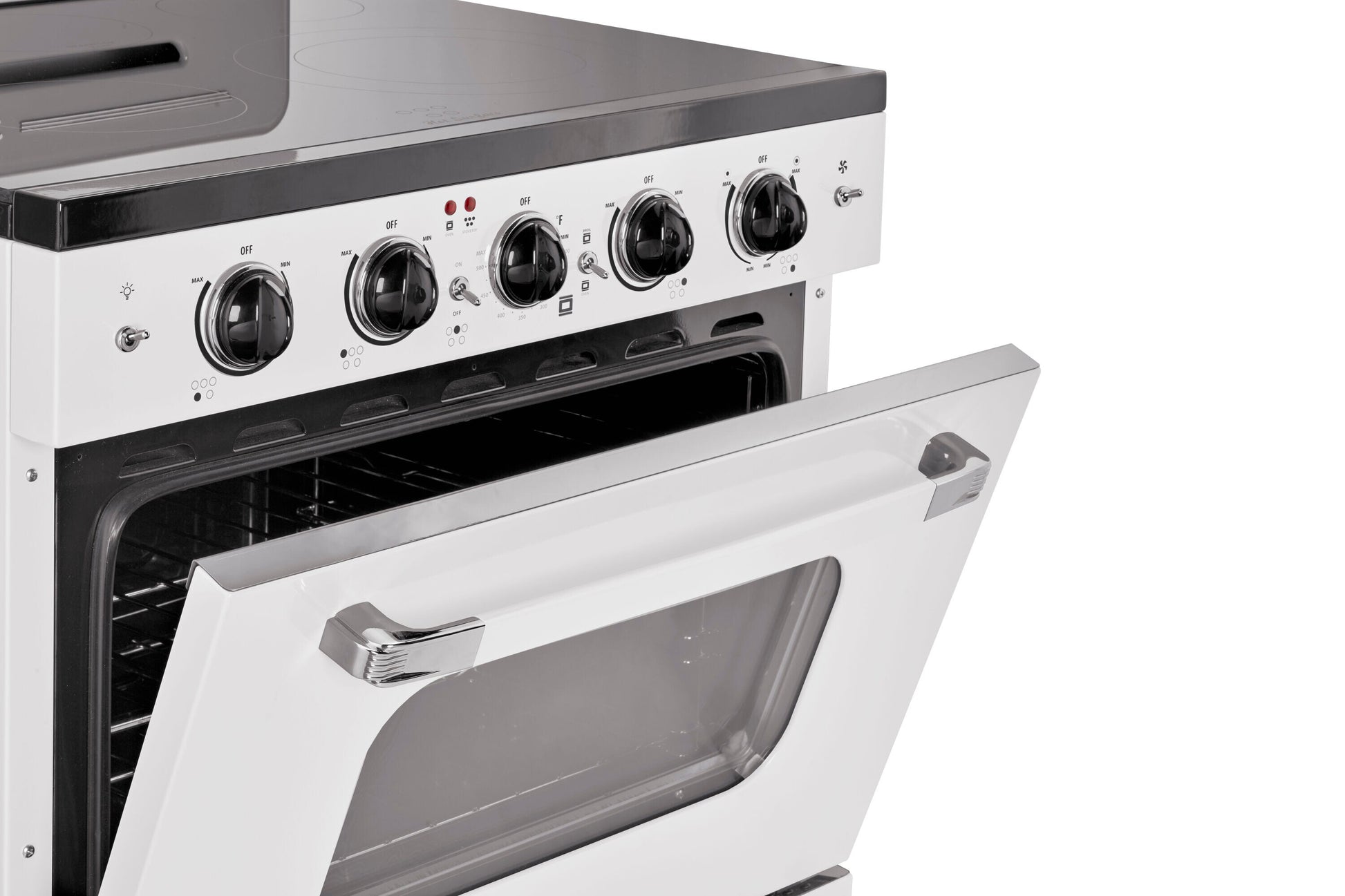 UNIQUE Classic Retro by Unique Classic Retro 30-in Glass Top 5 burners 3.9-cu ft Convection Oven Freestanding Electric Range with WipeClean Coating ( Marshmallow White )