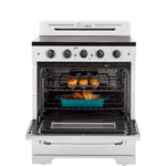UNIQUE Classic Retro by Unique Classic Retro 30-in Glass Top 5 burners 3.9-cu ft Convection Oven Freestanding Electric Range with WipeClean Coating ( Marshmallow White )