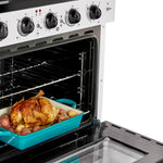 UNIQUE Classic Retro by Unique Classic Retro 30-in Glass Top 5 burners 3.9-cu ft Convection Oven Freestanding Electric Range with WipeClean Coating ( Marshmallow White )