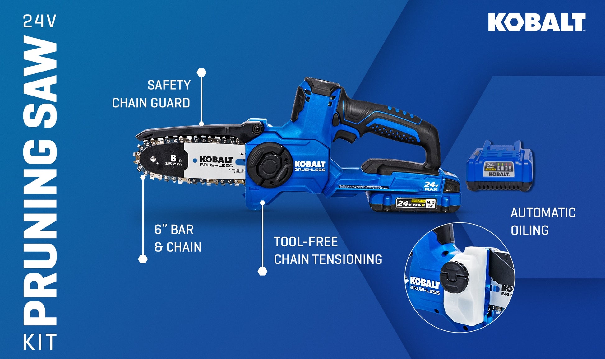 Kobalt 24-volt 6-in Battery 2.0 Ah Chainsaw Battery Included Charger Included [FBM-107]