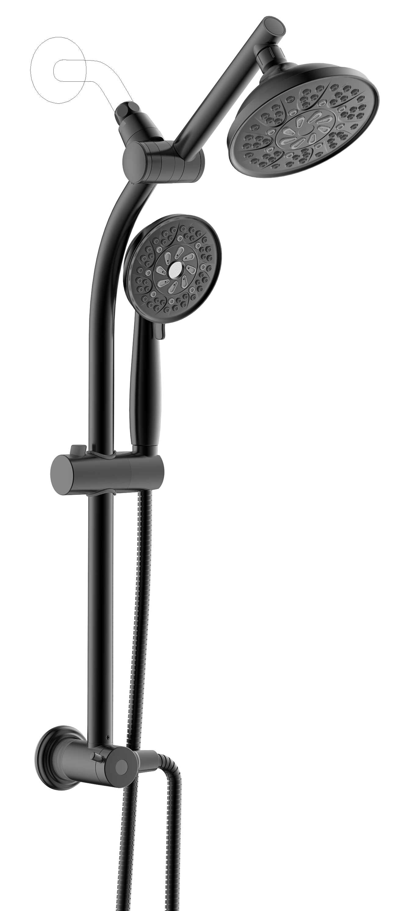 Alpine Reserve Matte Black 5.98-in Shower Faucet Bar System with 2-way Diverter