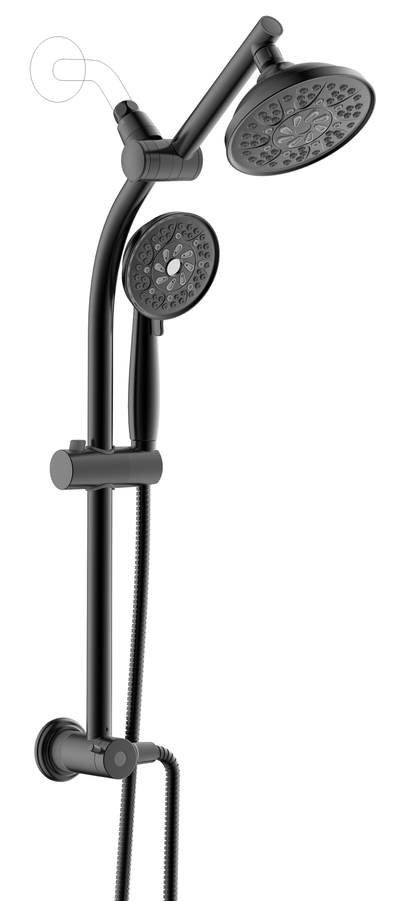 Alpine Reserve Matte Black 5.98-in Shower Faucet Bar System with 2-way Diverter