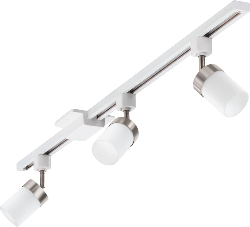 Lithonia Lighting LTKCYLD Series Track Kit 44.0-in 3 -Light Nickel GU10 pin base Traditional Linear Track Lighting Kit with Flat back Pivoting Heads