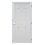 RELIABILT Gibraltar 36-in x 81-in White Steel Surface Mount Universal/Reversible Security Door with Black Screen and Double Bore, 91823032-RB  #5279673 *JR2509, Retail: $214.00, FINAL PRICE: $119.99 + TAX