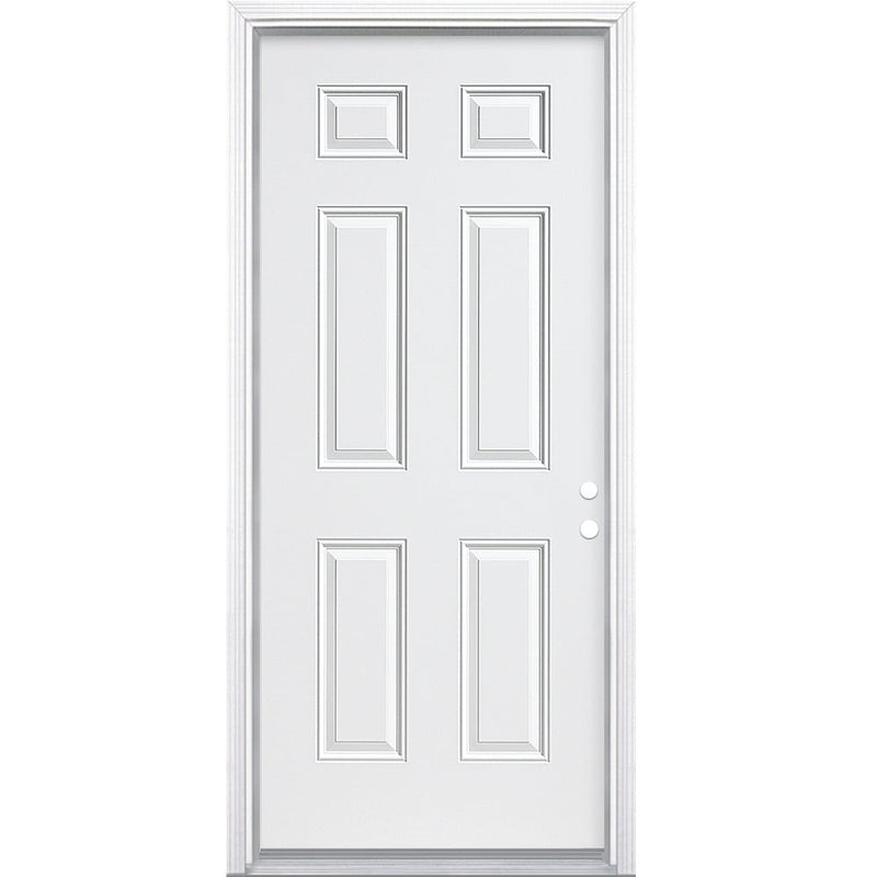 RELIABILT Entry Door 30-in x 80-in x 4-9/16-in Steel No glass Left-hand inswing Prehung Front Door
