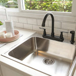 Project Source Laural Matte Black Double Handle Deck-mount Kitchen Faucet (Includes Side Sprayer), RETAIL: $99.00, FINAL PRICE: $54.99 + TAX