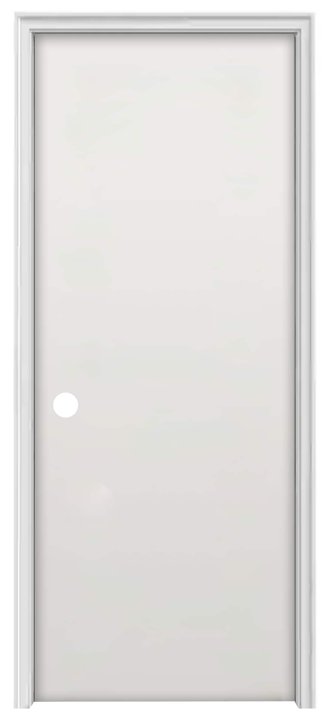 RELIABILT 32-in x 80-in Hollow core Flush Left hand Smooth Unfinished Hardboard Flat Jamb Single Prehung Interior Door
