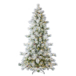 Holiday Living 7.5-ft Flocked Snowy Berkshire Pre-lit Artificial Christmas Tree with White LED Lights