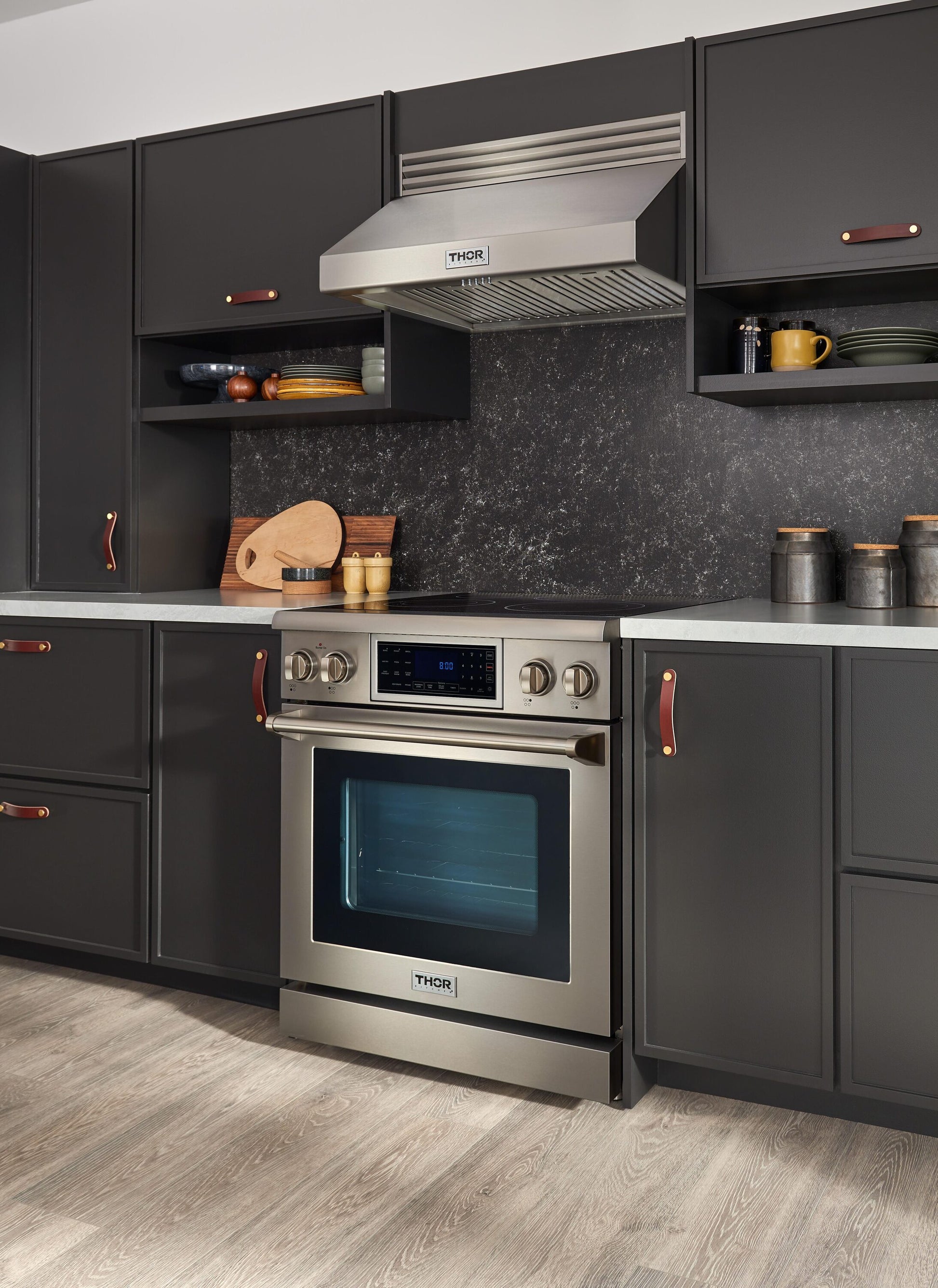 Thor Kitchen 30-in Glass Top 5 burners 4.55-cu ft Air Fry Convection Oven Freestanding Electric Range Stainless steel )
