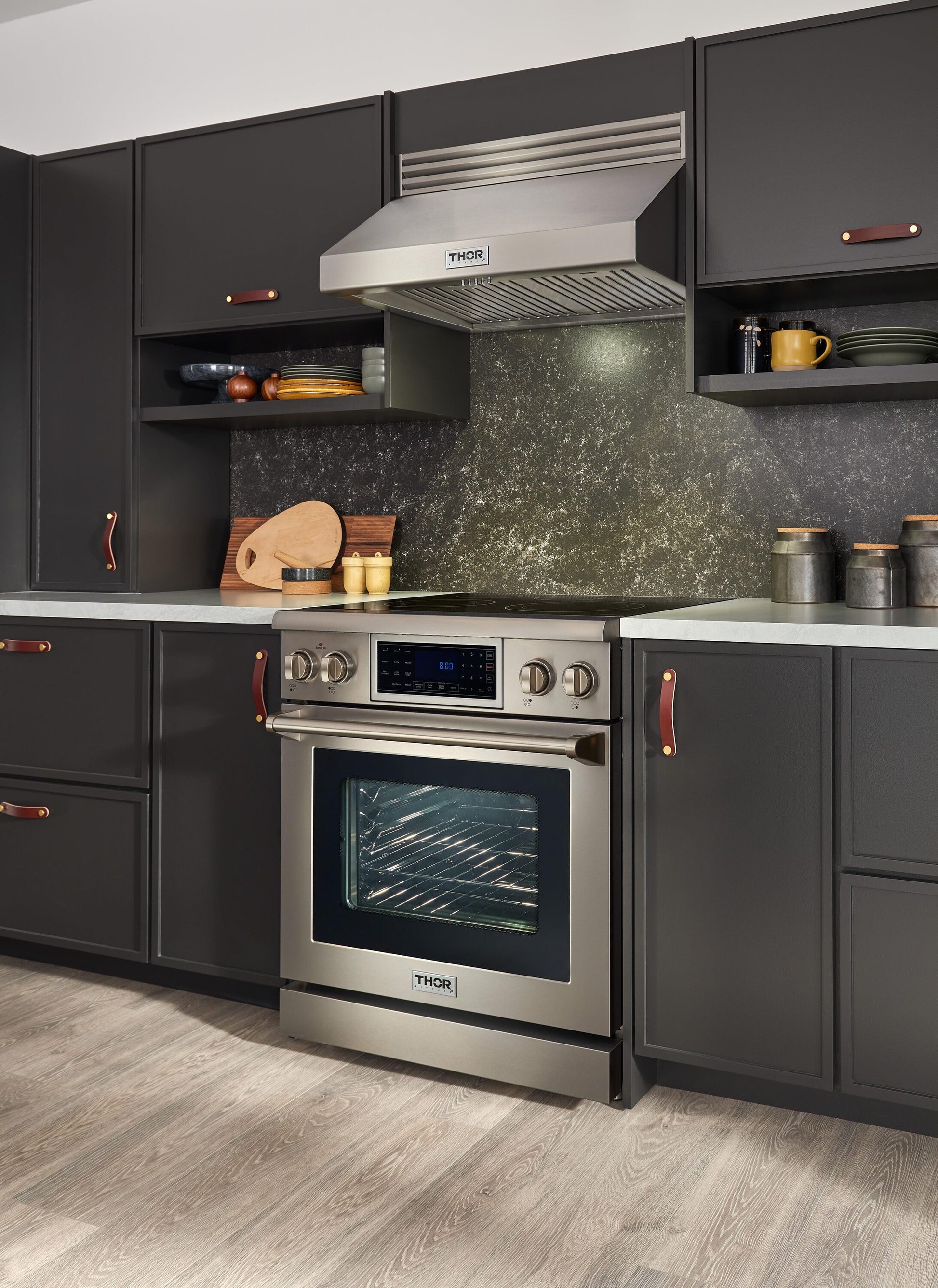 Thor Kitchen 30-in Glass Top 5 burners 4.55-cu ft Air Fry Convection Oven Freestanding Electric Range Stainless steel )