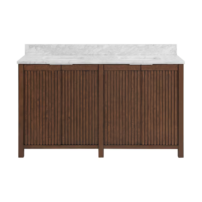Frank Lloyd Wright USONIA 60-in Cherry Vanity with Natural Carrara Marble Top, 1601VA-60-295-900-UM, FINAL PRICE: $1299.99 + Tax