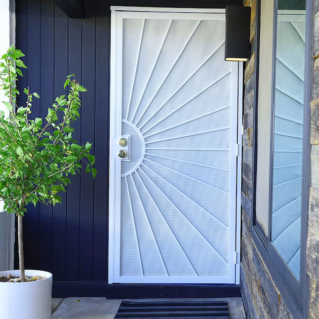 Gatehouse Sunset 36-in x 81-in White Steel Surface Mount Security Door with White Screen, 91827032  #386994 *JR2509, Retail: $389.00, FINAL PRICE: $199.99 + TAX