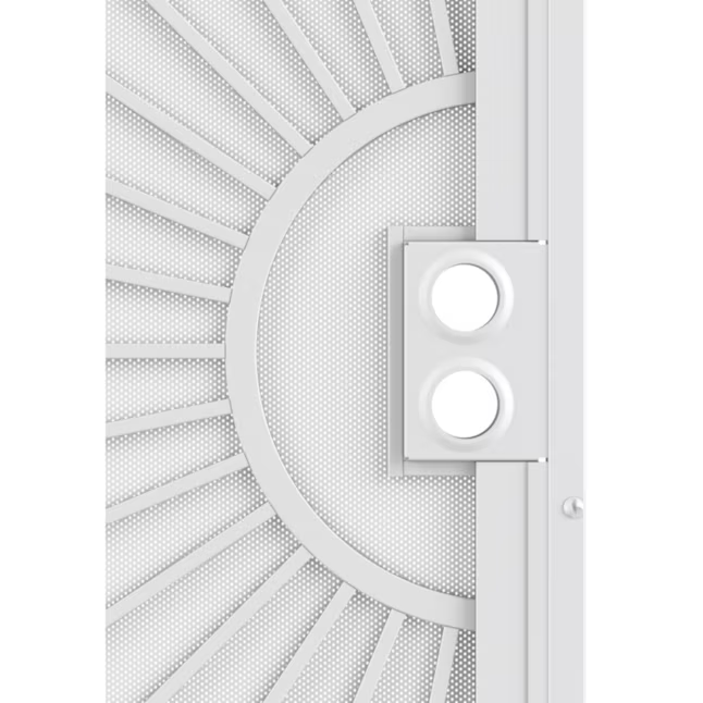 RELIABILT Sunset 36-in x 81-in White Steel Surface Mount Universal/Reversible Security Door with White Screen and Double Bore, 91827032-RB #5279693 *JR2507, Retail: $359.00, FINAL PRICE: $199.99 + TAX
