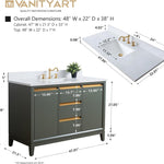 Vera Accent 48-in Single Sink Bathroom Vanity in Vintage Green with Engineered Marble Top, VA8048-VG, CVH48-VG, Retail: $1,299.99, FINAL PRICE: $799.99