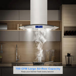 JOEAONZ Island Range Hood 30-in 700 CFM Gesture & Touch Control Ceiling Mount Stainless Steel Kitchen Vent Hood Convertible 3-speed Ventilation Fan, YY0275B-S Ti0275 *JR2510, Retail: $336.96, FINAL PRICE: $199.99 + TAX